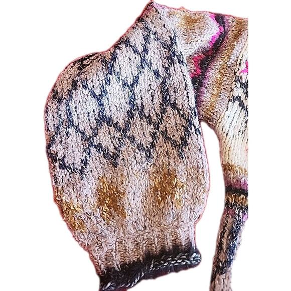 PILCRO Anthropologie Evil Eye Fringe Wool Linen Cardigan Sweater Size XS / S - Picture 9 of 15